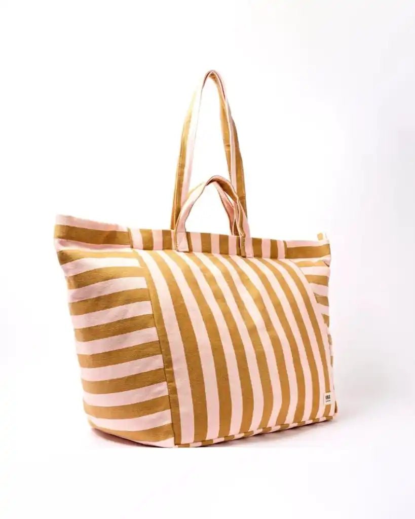 ROKA Marylebone Large Tote Bag in Rose Gold Stripe Cotton Canvas - ROKA - Luxe Leopard