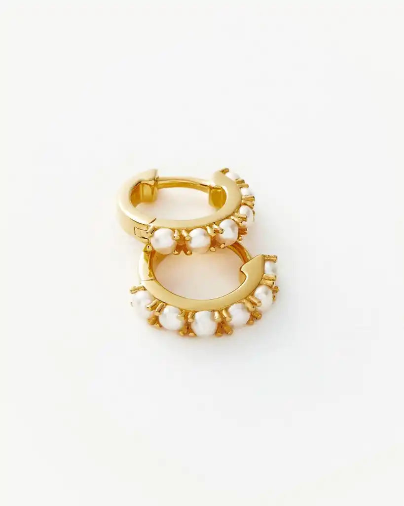 Missoma Gold Pearl Huggie Earrings