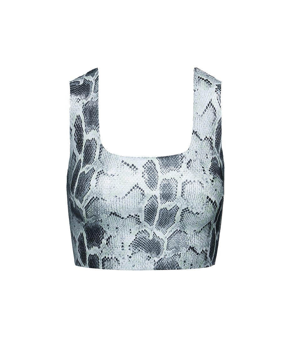 Commando Faux Leather Animal Square Neck Crop Top - Luxe Leopard