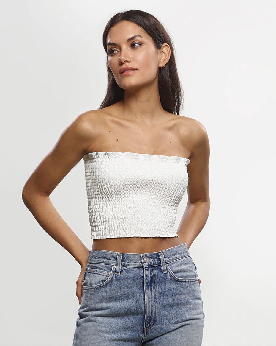 Commando Faux Leather Smocked Tube Top - Luxe Leopard