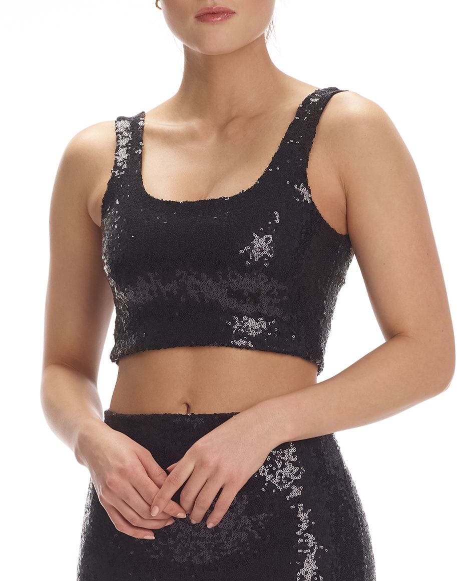 Commando Sequin Crop Top Balck - Luxe Leopard