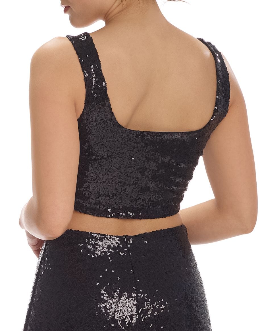 Commando Sequin Crop Top Balck - Luxe Leopard