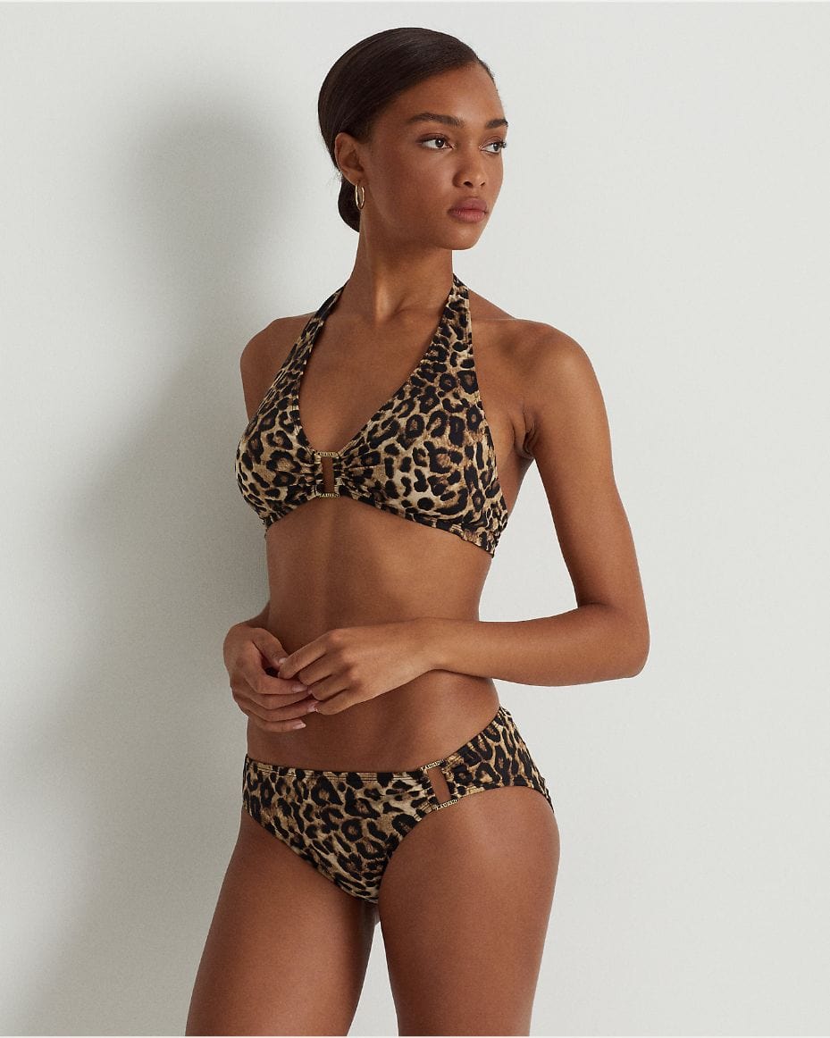 Lauren Ralph Lauren Ring Halter Bikini Bra - Luxe Leopard